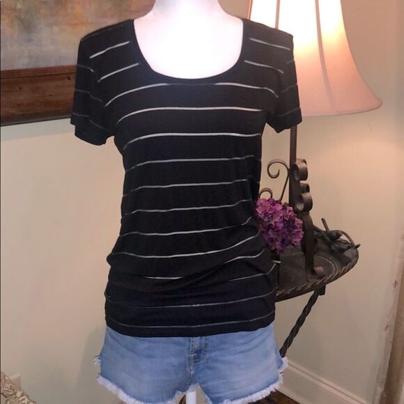 Calvin Klein Sheer Stripe Top - Picture 1 of 6
